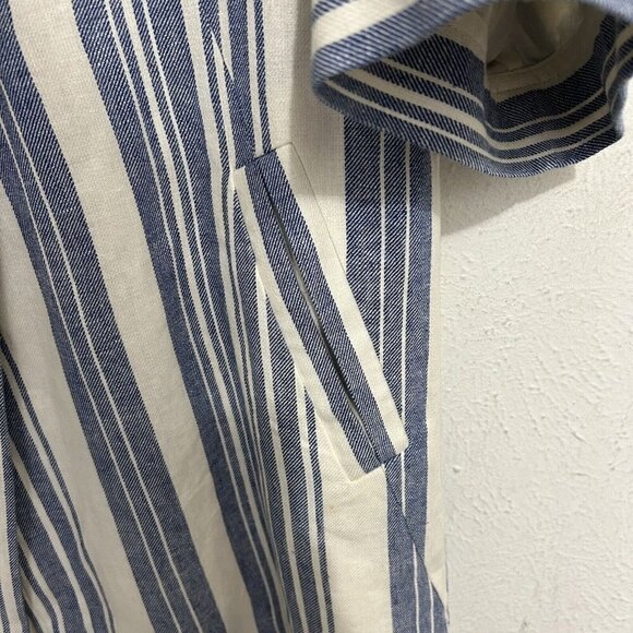 Elevenses Anthropologie North Channel Blue Striped Linen Blend Jacket Size S - Picture 14 of 14
